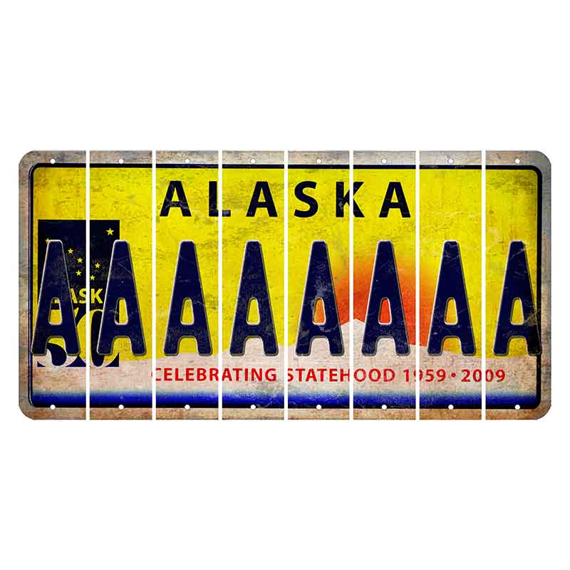 Alaska 50 Year Statehood Cut License Plate Strips (Set of 8) A