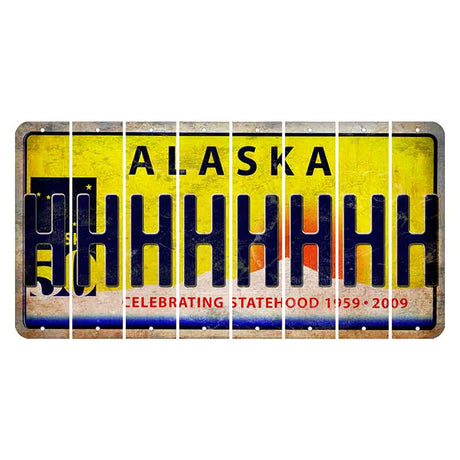 Alaska 50 Year Statehood Cut License Plate Strips (Set of 8) H