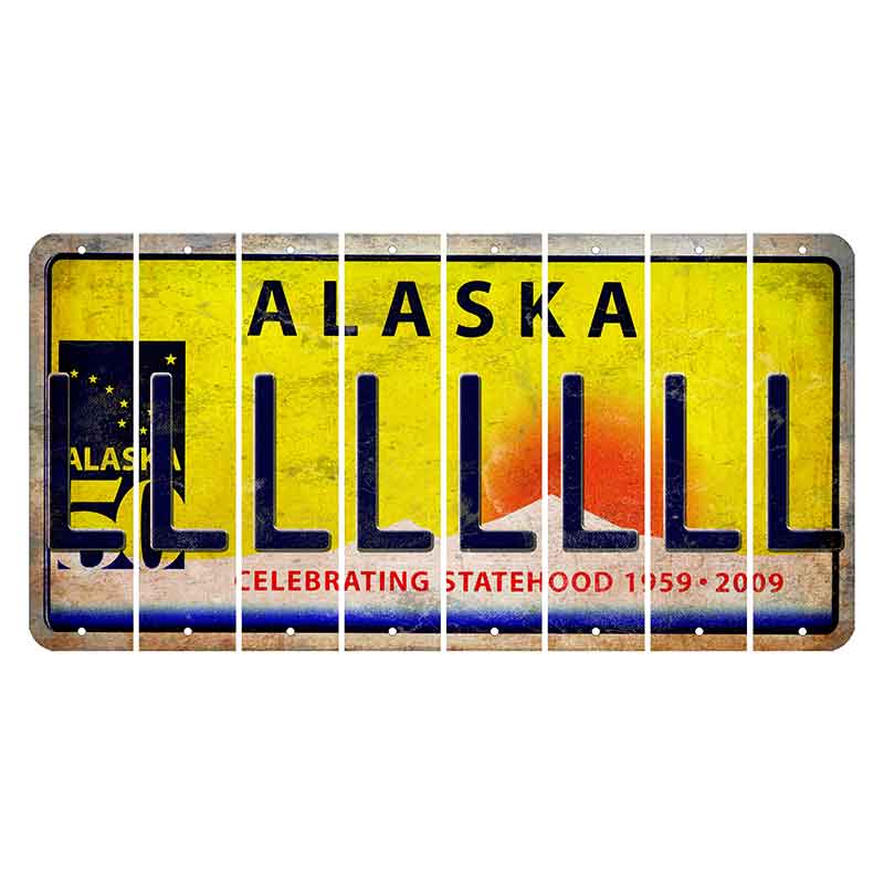 Alaska 50 Year Statehood Cut License Plate Strips (Set of 8) L