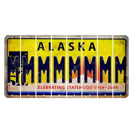 Alaska 50 Year Statehood Cut License Plate Strips (Set of 8) M