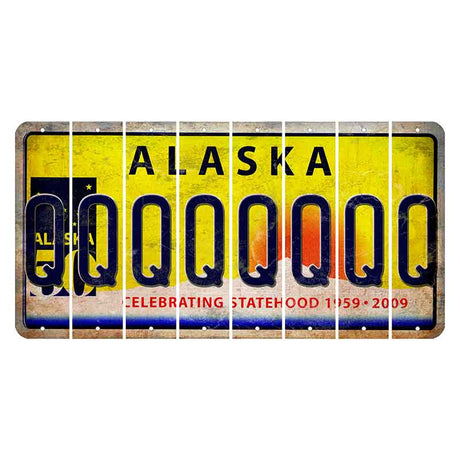 Alaska 50 Year Statehood Cut License Plate Strips (Set of 8) Q