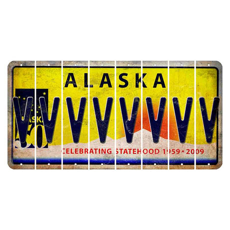 Alaska 50 Year Statehood Cut License Plate Strips (Set of 8) V