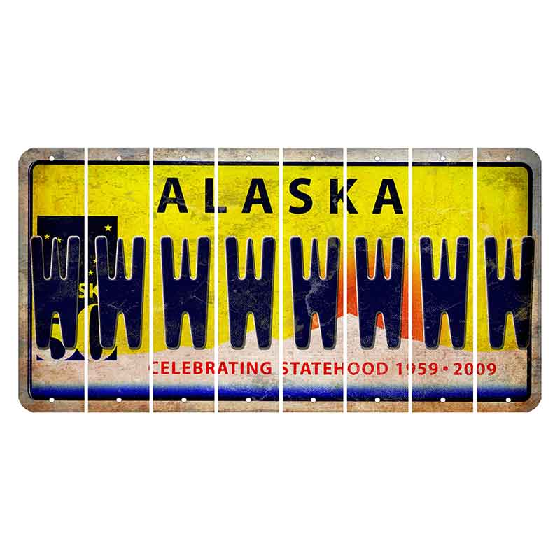 Alaska 50 Year Statehood Cut License Plate Strips (Set of 8) W