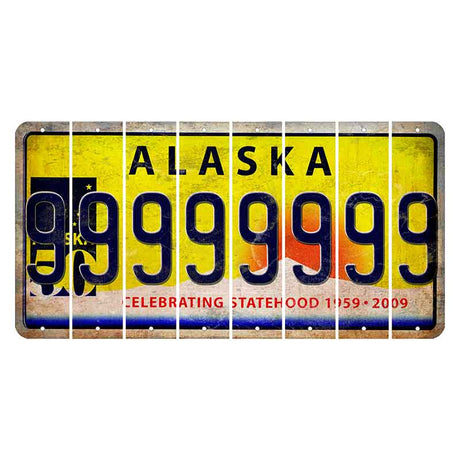 Alaska 50 Year Statehood Cut License Plate Strips (Set of 8) 9