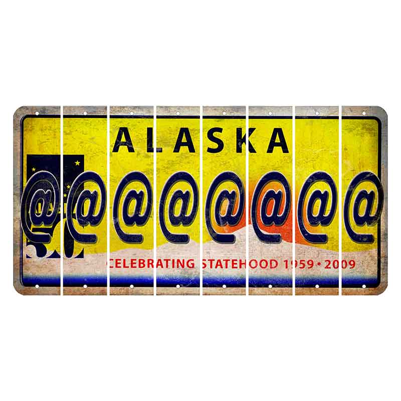 Alaska 50 Year Statehood Cut License Plate Strips (Set of 8) At Sign