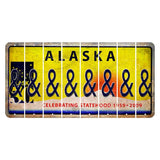 Alaska 50 Year Statehood Cut License Plate Strips (Set of 8) And Sign