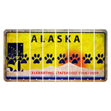 Alaska 50 Year Statehood Cut License Plate Strips (Set of 8) Dog Paw