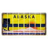 Alaska 50 Year Statehood Cut License Plate Strips (Set of 8) State Flag