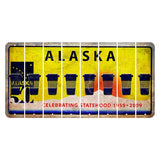Alaska 50 Year Statehood Cut License Plate Strips (Set of 8) Latte