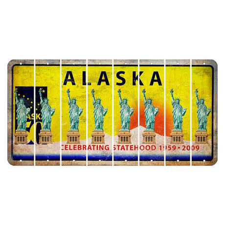 Alaska 50 Year Statehood Cut License Plate Strips (Set of 8) Statue of Liberty