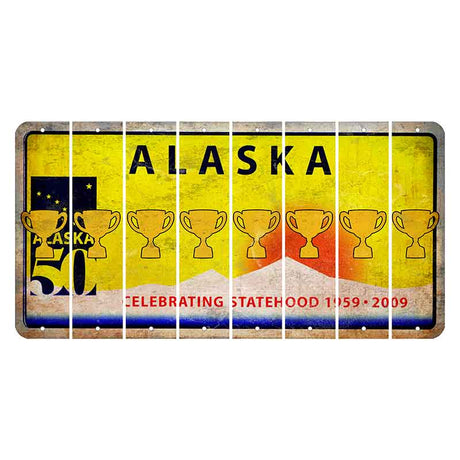 Alaska 50 Year Statehood Cut License Plate Strips (Set of 8) Trophy