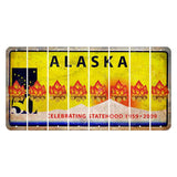 Alaska 50 Year Statehood Cut License Plate Strips (Set of 8) Campfire
