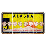 Alaska 50 Year Statehood Cut License Plate Strips (Set of 8) Baseball