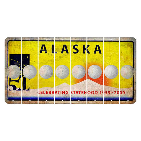 Alaska 50 Year Statehood Cut License Plate Strips (Set of 8) Golfball