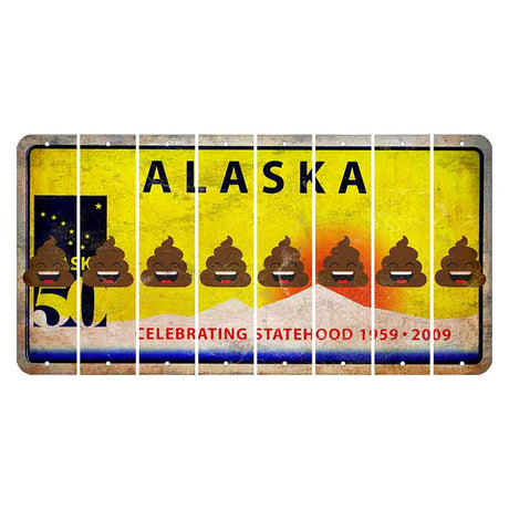 Alaska 50 Year Statehood Cut License Plate Strips (Set of 8) Emoji - Poop