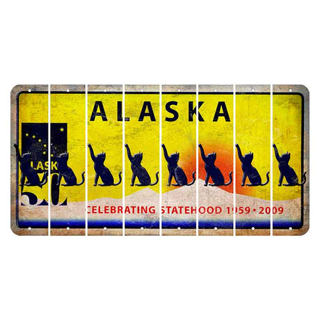 Alaska 50 Year Statehood Cut License Plate Strips (Set of 8) Cat