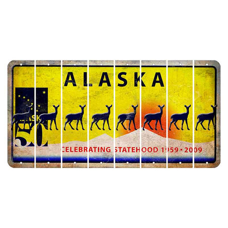 Alaska 50 Year Statehood Cut License Plate Strips (Set of 8) Doe