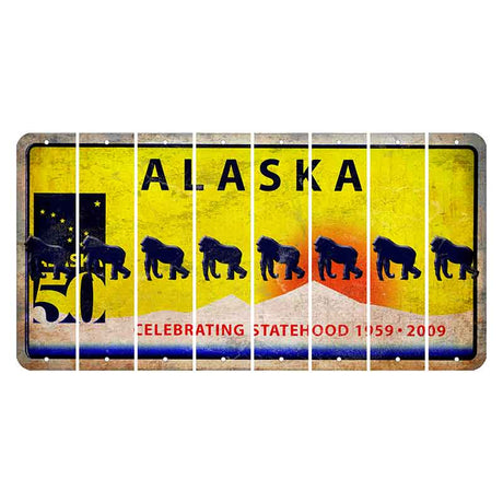 Alaska 50 Year Statehood Cut License Plate Strips (Set of 8) Gorilla