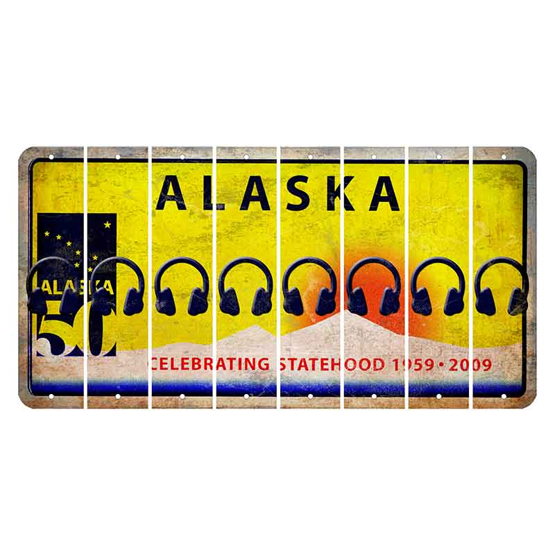Alaska 50 Year Statehood Cut License Plate Strips (Set of 8) Headphones
