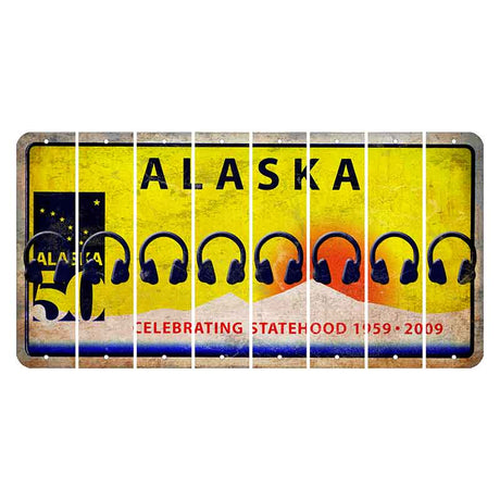 Alaska 50 Year Statehood Cut License Plate Strips (Set of 8) Headphones