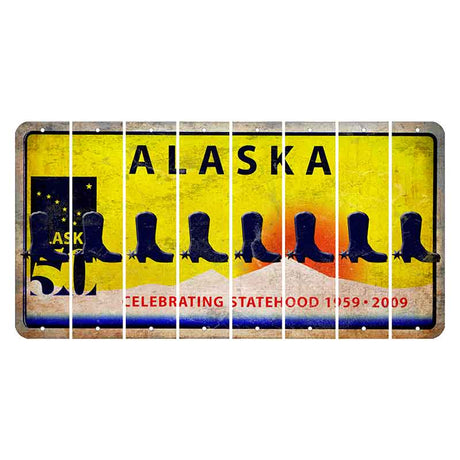 Alaska 50 Year Statehood Cut License Plate Strips (Set of 8) Cowboy Boot