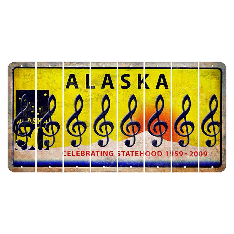 Alaska 50 Year Statehood Cut License Plate Strips (Set of 8) Music Note