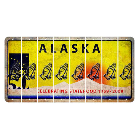 Alaska 50 Year Statehood Cut License Plate Strips (Set of 8) Praying Hands