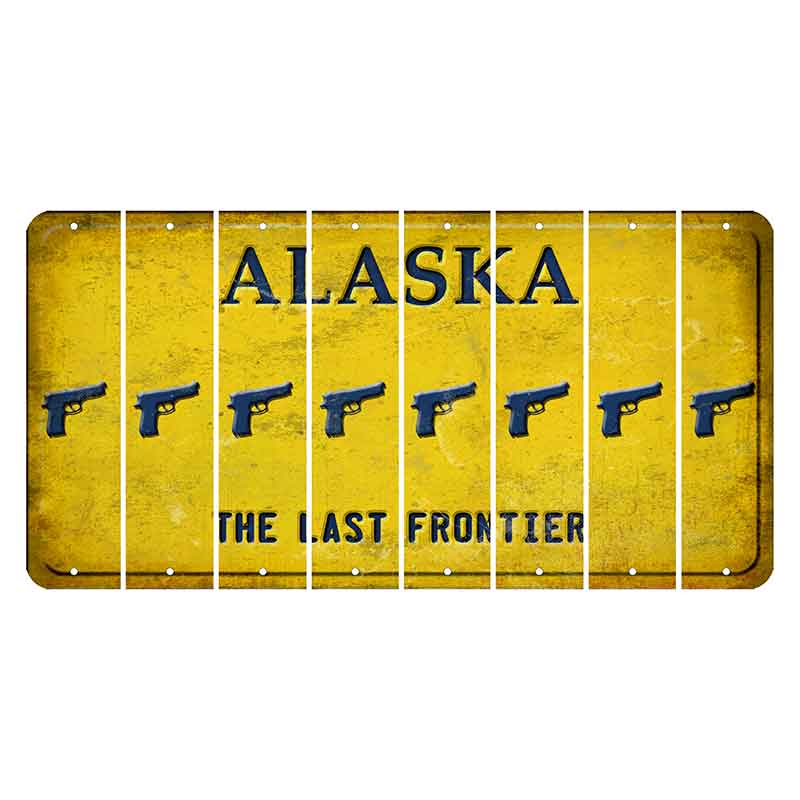 Alaska The Last Frontier Cut License Plate Strips (Set of 8) Handgun