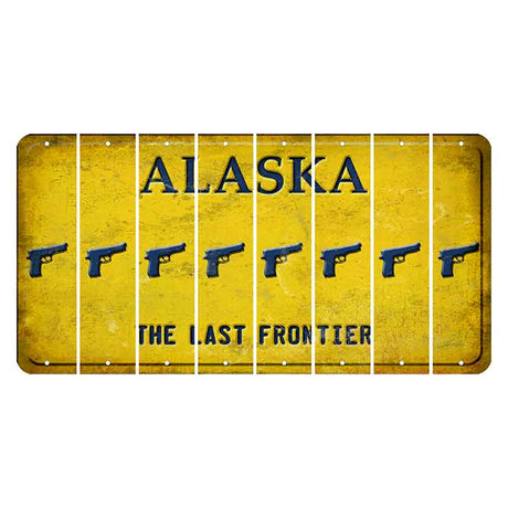 Alaska The Last Frontier Cut License Plate Strips (Set of 8) Handgun