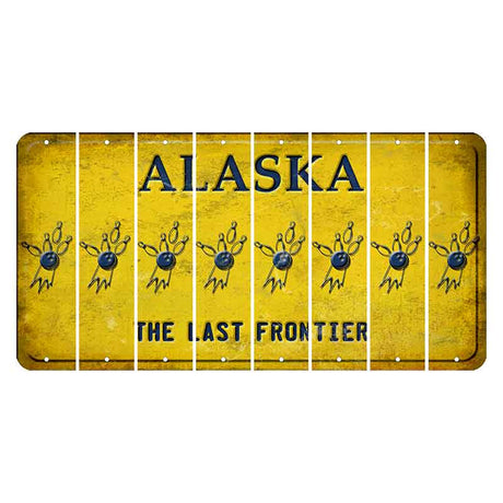 Alaska The Last Frontier Cut License Plate Strips (Set of 8) Bowling