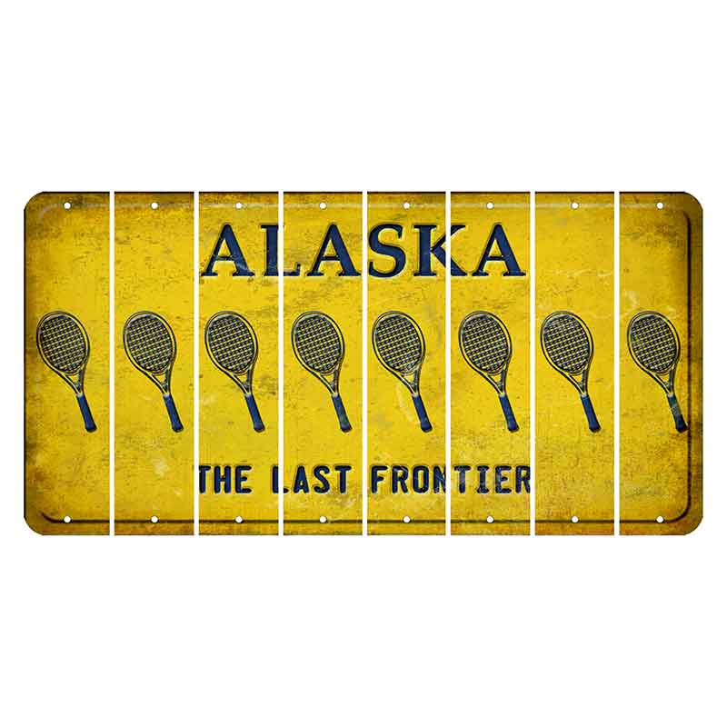 Alaska The Last Frontier Cut License Plate Strips (Set of 8) Tennis Racket