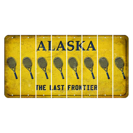 Alaska The Last Frontier Cut License Plate Strips (Set of 8) Tennis Racket