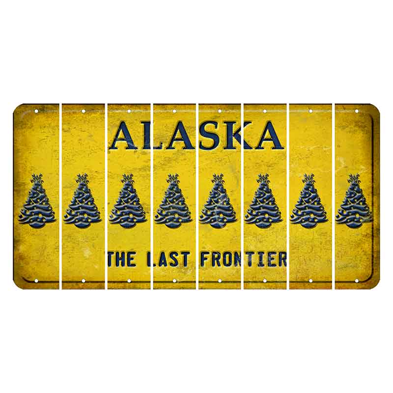Alaska The Last Frontier Cut License Plate Strips (Set of 8) Christmas Tree
