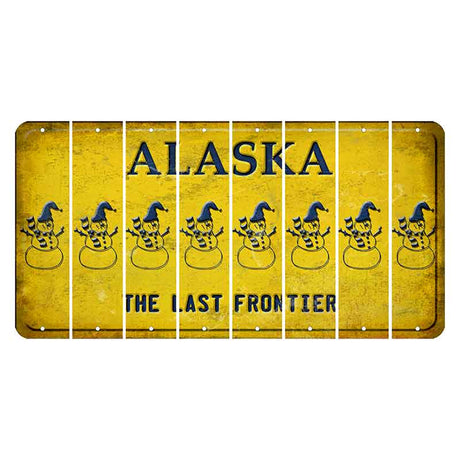 Alaska The Last Frontier Cut License Plate Strips (Set of 8) Snowman