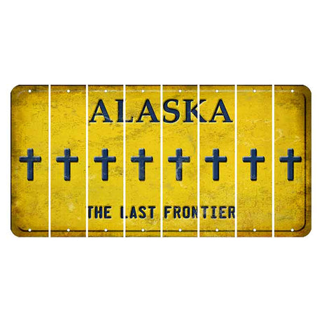 Alaska The Last Frontier Cut License Plate Strips (Set of 8) Cross