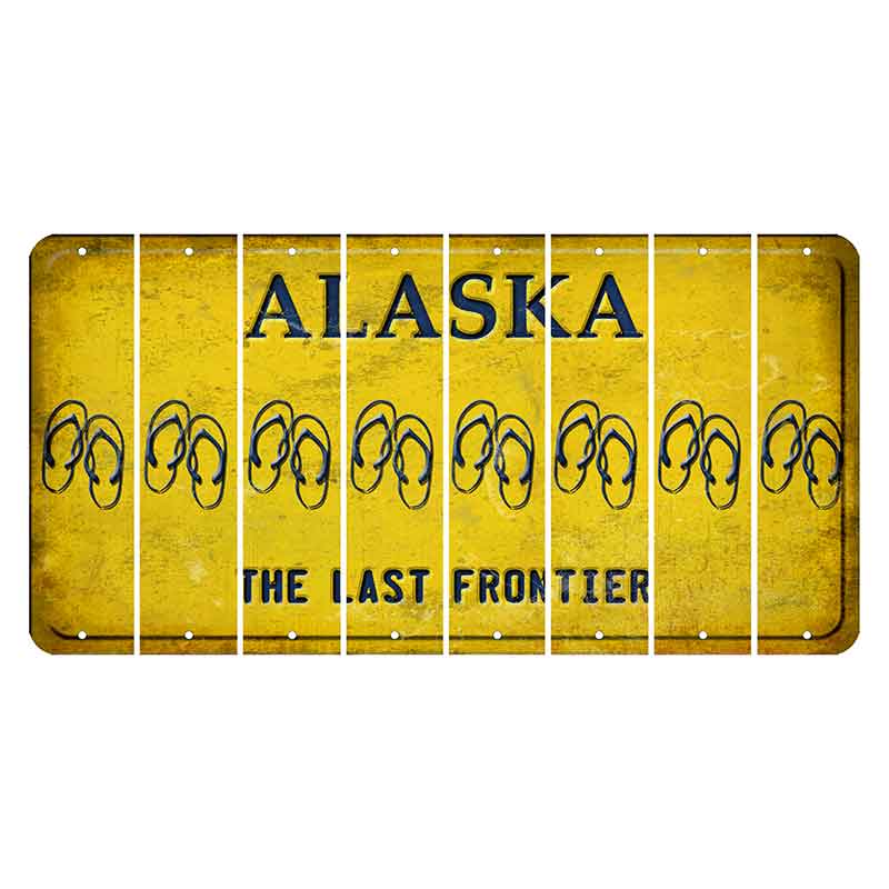 Alaska The Last Frontier Cut License Plate Strips (Set of 8) Flip Flops