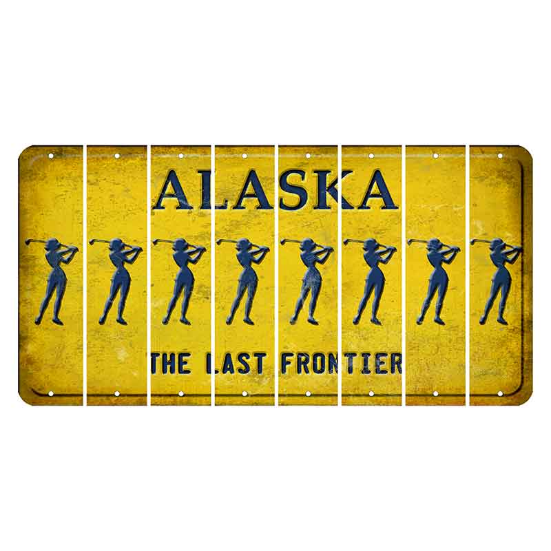 Alaska The Last Frontier Cut License Plate Strips (Set of 8) Female Golfer