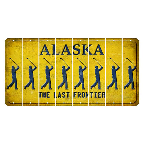 Alaska The Last Frontier Cut License Plate Strips (Set of 8) Male Golfer