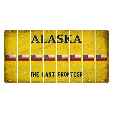 Alaska The Last Frontier Cut License Plate Strips (Set of 8) American Flag