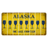 Alaska The Last Frontier Cut License Plate Strips (Set of 8) Wine Glass