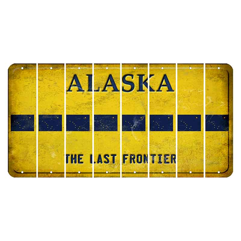 Alaska The Last Frontier Cut License Plate Strips (Set of 8) State Flag