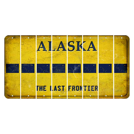 Alaska The Last Frontier Cut License Plate Strips (Set of 8) State Flag