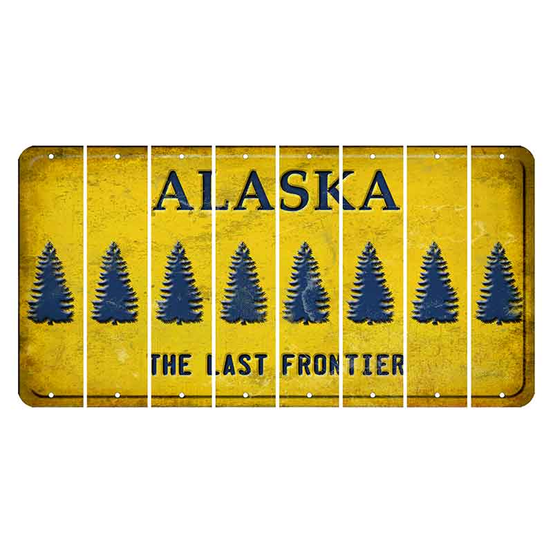 Alaska The Last Frontier Cut License Plate Strips (Set of 8) Pine Tree
