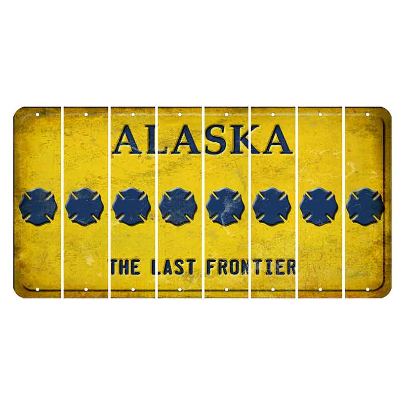 Alaska The Last Frontier Cut License Plate Strips (Set of 8) Fire Badge