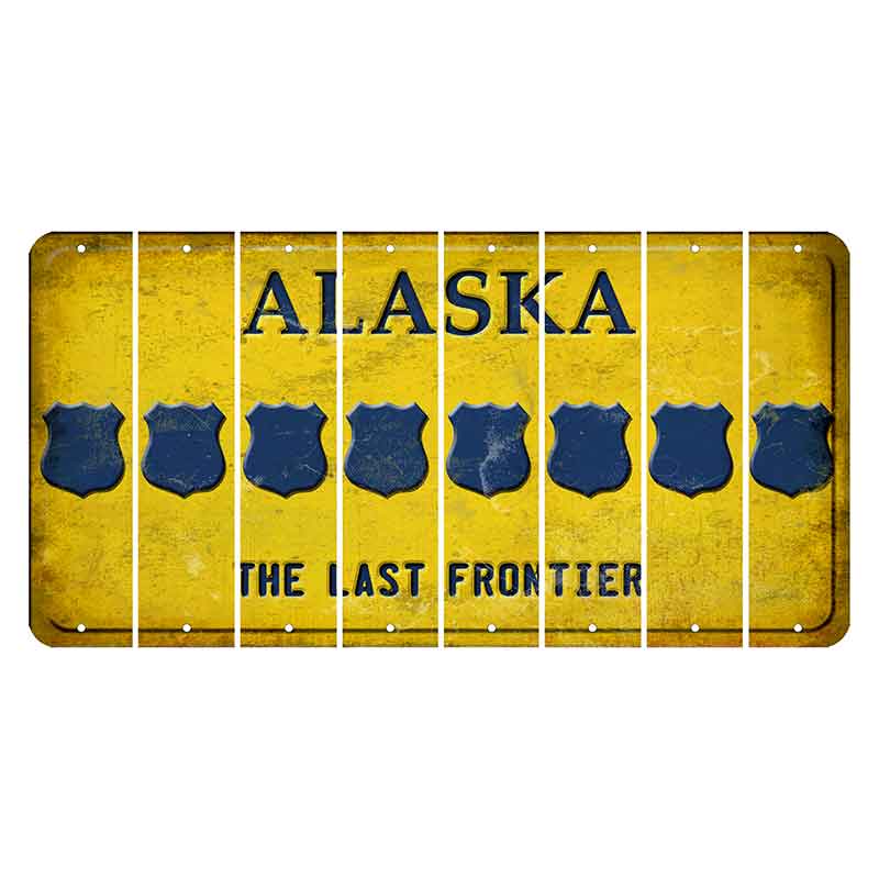 Alaska The Last Frontier Cut License Plate Strips (Set of 8) Police Badge