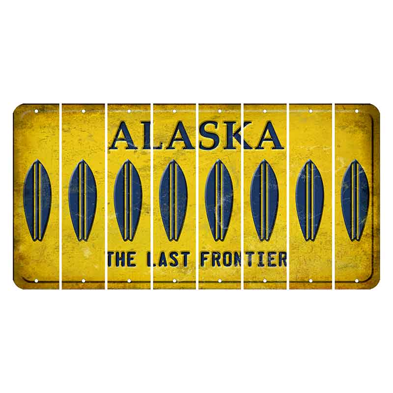 Alaska The Last Frontier Cut License Plate Strips (Set of 8) Surfboard