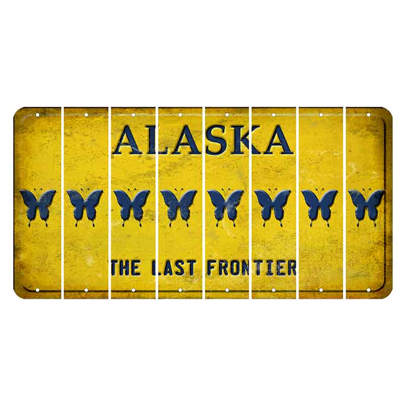 Alaska The Last Frontier Cut License Plate Strips (Set of 8) Butterfly