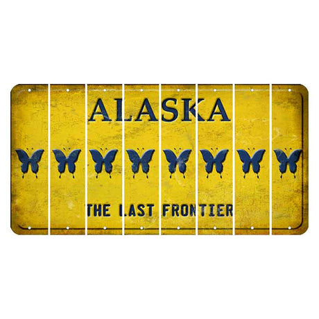 Alaska The Last Frontier Cut License Plate Strips (Set of 8) Butterfly