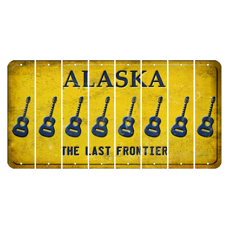 Alaska The Last Frontier Cut License Plate Strips (Set of 8) Guitar