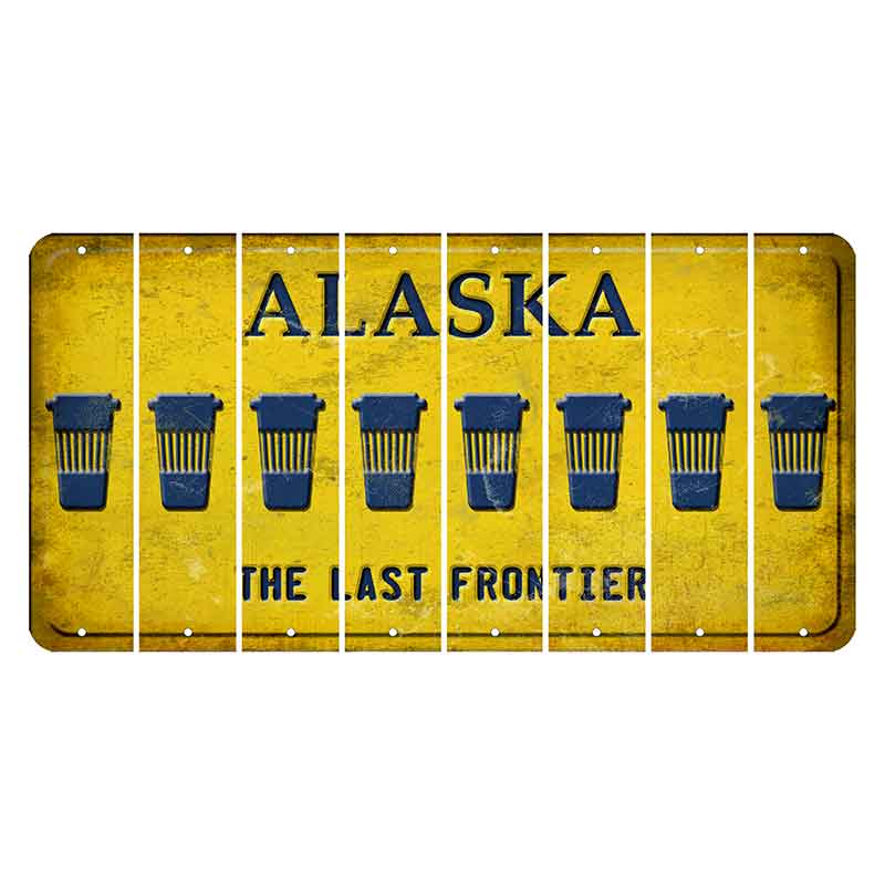 Alaska The Last Frontier Cut License Plate Strips (Set of 8) Latte